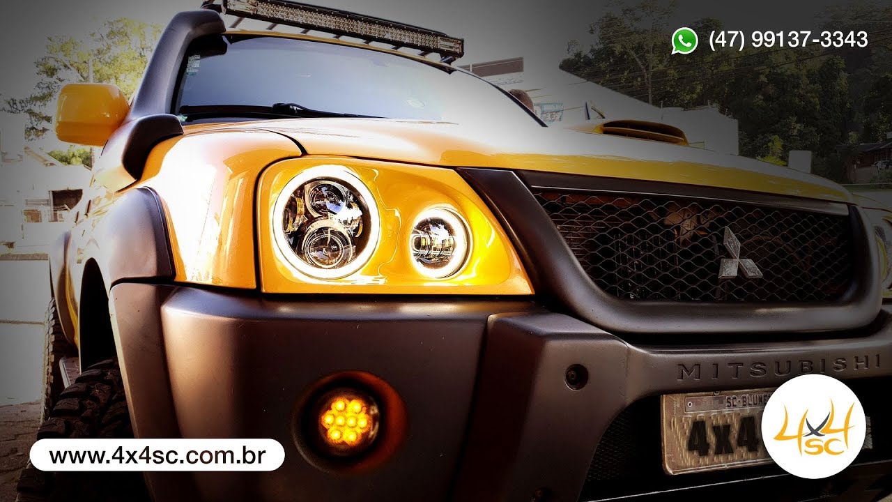Farol de LED Angel Eyes DRL - Mitsubishi L200 Outdoor Savana Pajero Sport - 4x4SC.com.br