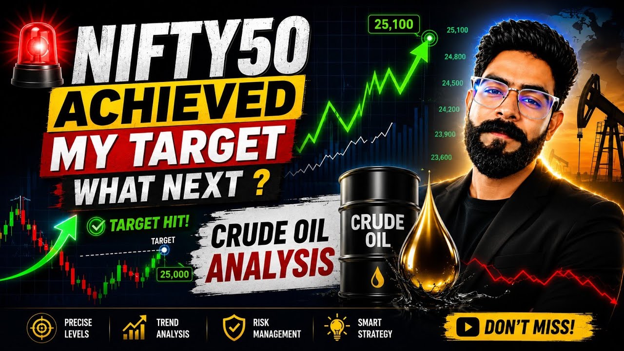 NIFTY50 Achieved My Target! 🎯 What Next? | Elliott Wave Analysis + Crude Oil Outlook