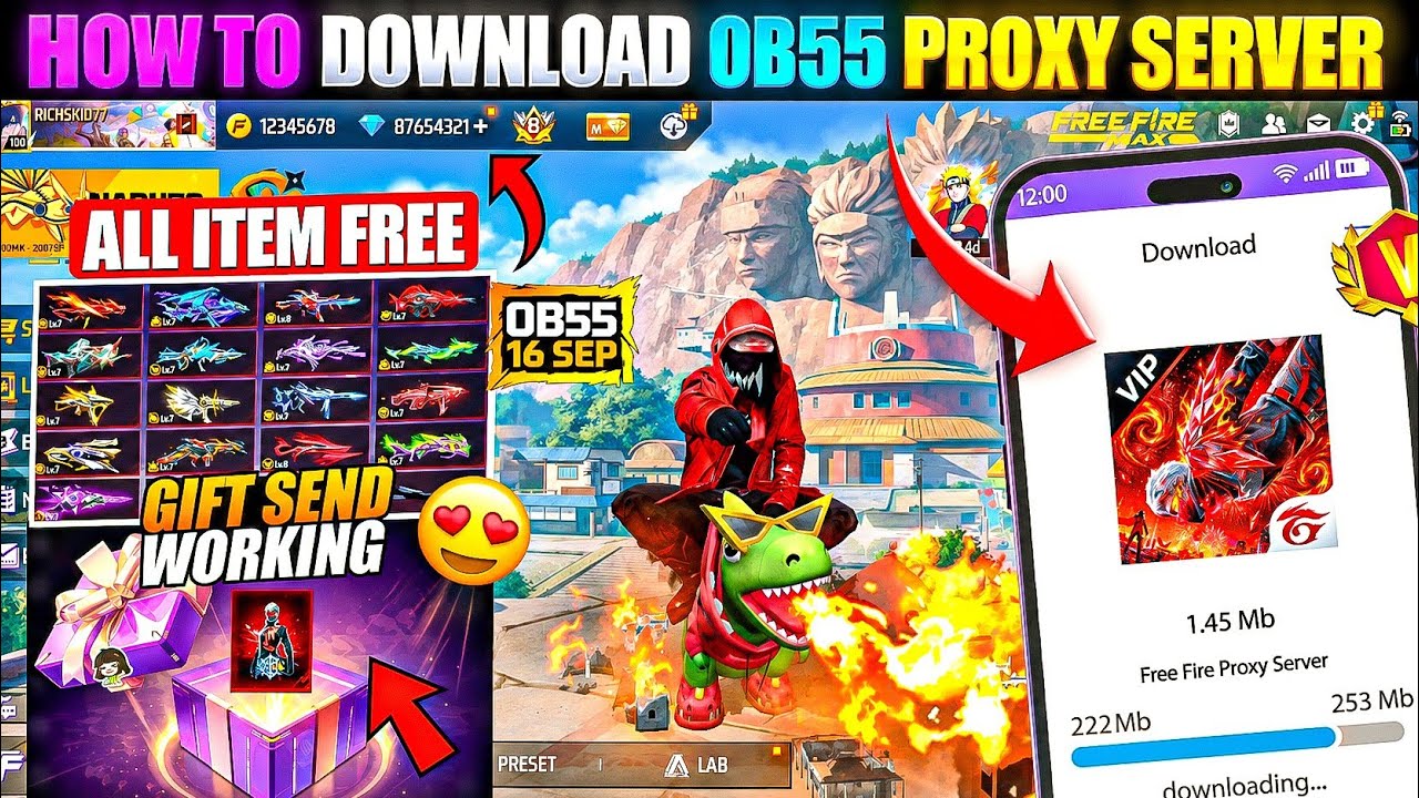 HOW TO DOWNLOAD PROXY SERVER IN FREE FIRE, HOW TO USE PROXY SERVER IN FREE FIRE, VIP PROXY SERVER