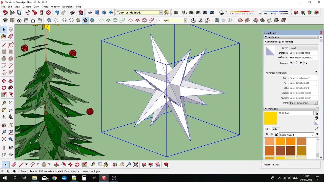 Decorate a Christmas Tree in SketchUp with the Dodecahedron extension.