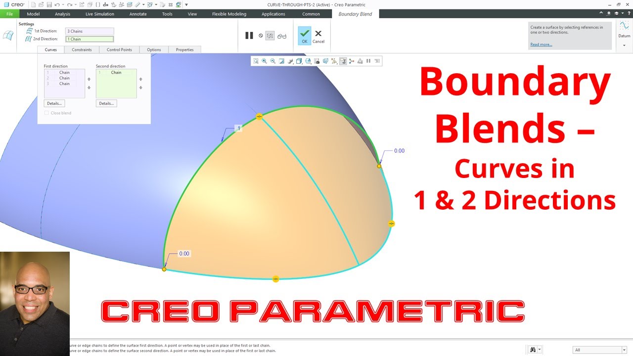 Creo Parametric — граничные переходы и кривые в 1 и 2 направлениях | Поверхности