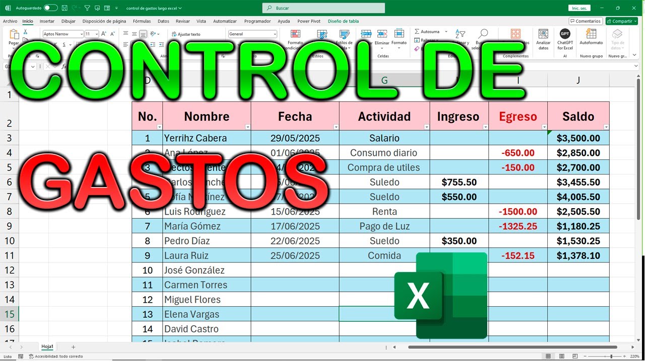 Quieres controlar tus gastos en Excel de manera F&Aacute;CIL y DIN&Aacute;MICA? 😱 &iexcl;Te ense&ntilde;o c&oacute;mo hacerlo.