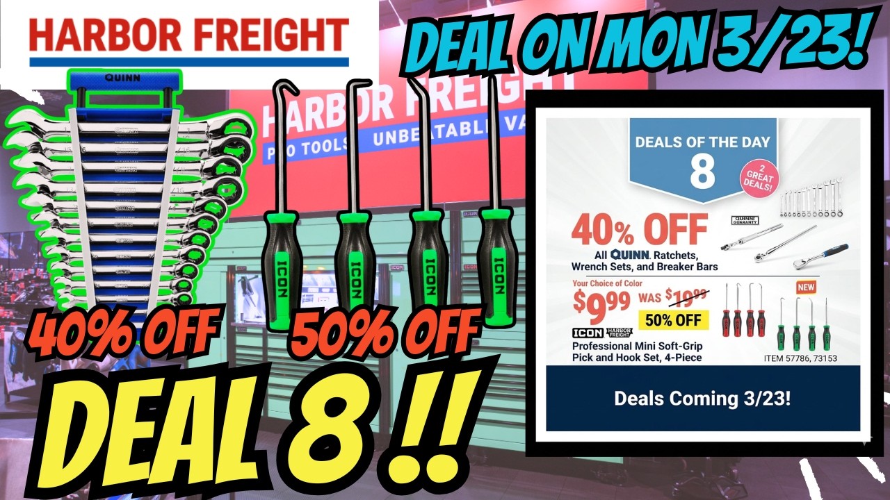 NEW ICON COLOR! 50% Off Mini Picks & 40% Off Quinn Ratchets | Harbor Freight Day 8
