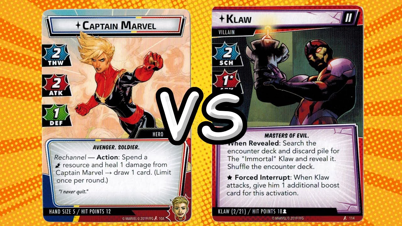 Finally trying some deck-building! Captain Marvel (P) vs Klaw (E1)