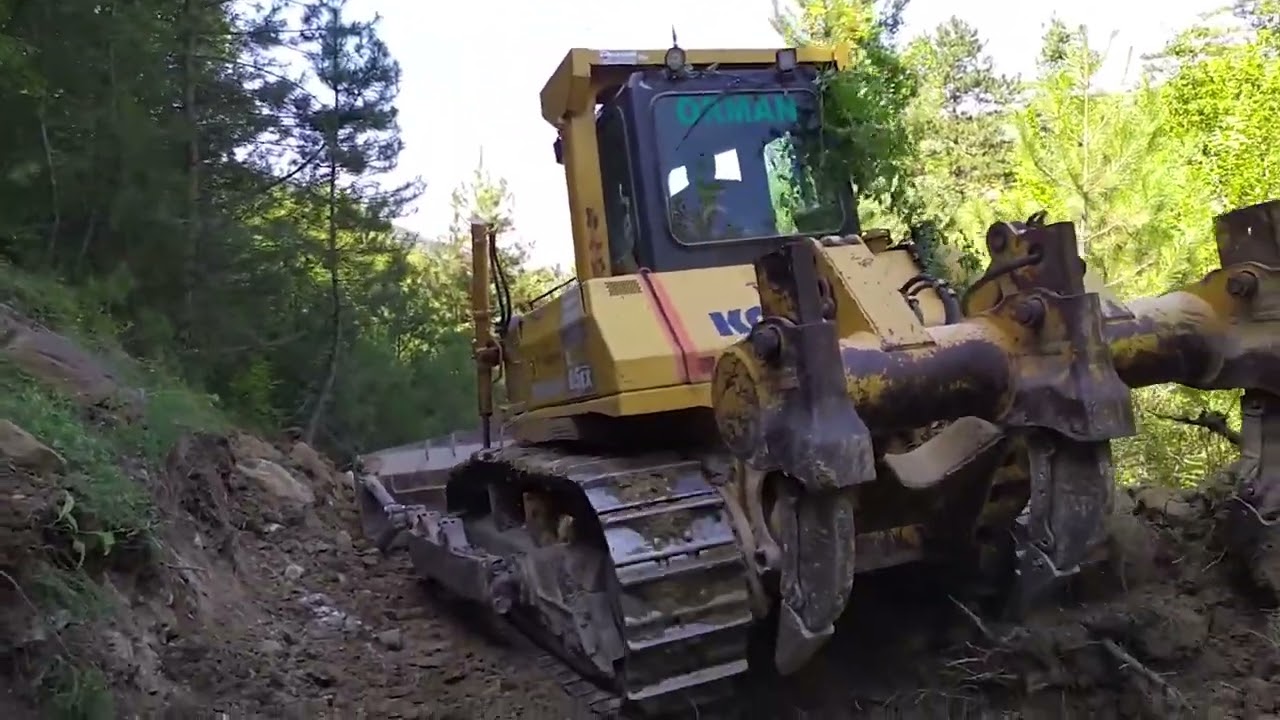 Cutting Slope with a Dozer - Open Forest Road with Komatsu D 85 EX Dozer