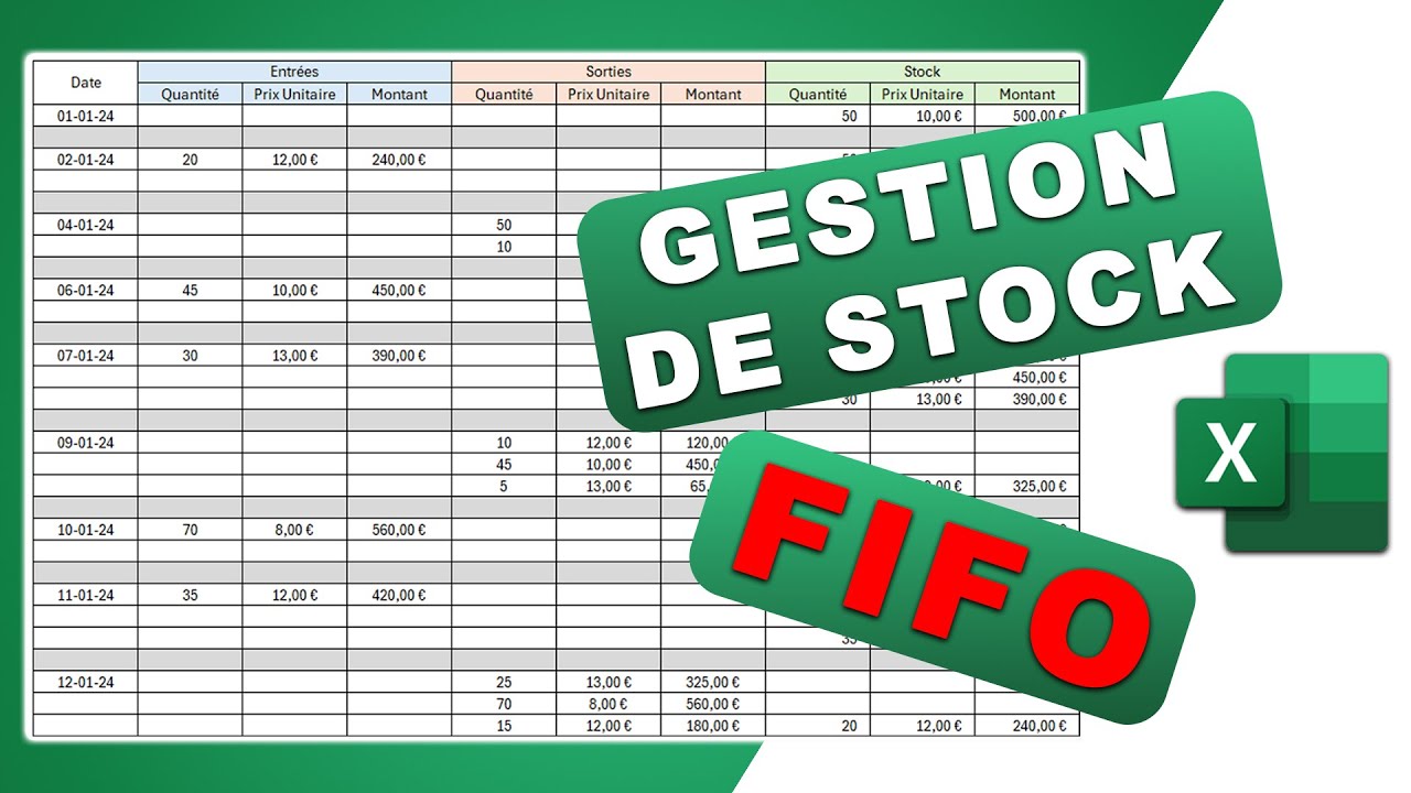 Gestion de Stock : Méthode FIFO Excel (First In First Out)