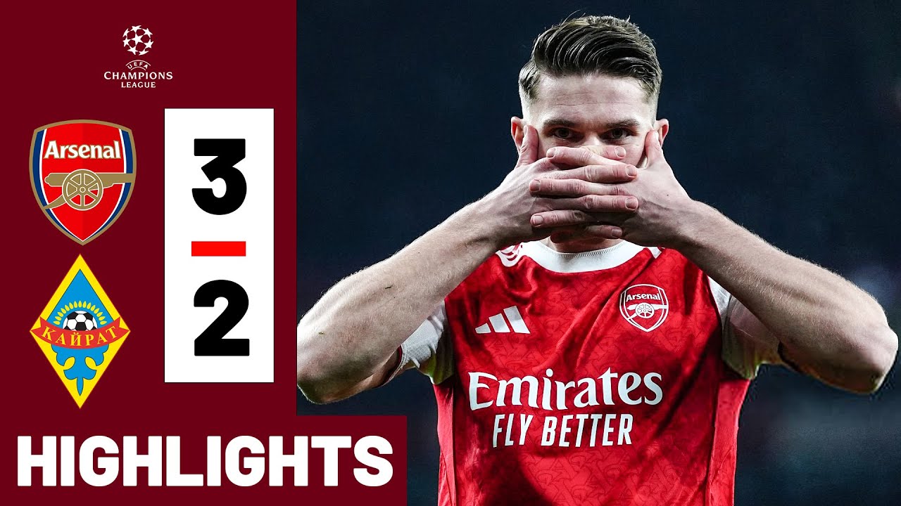 ABSOLUTE LEADER! Arsenal vs Kairat 3-2 HIGHLIGHTS Champions League 25/26