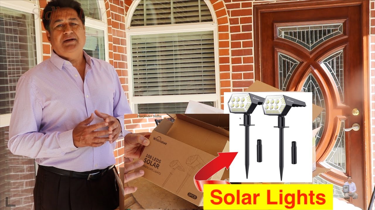 How to Install Landscape Lighting | Solar Landscape Spotlights, Whousewe 108 LEDs Solar Spot Lights