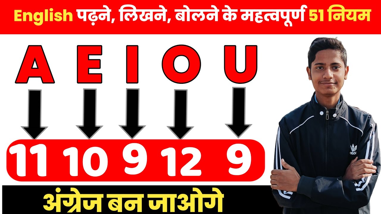 A, E, I, O, U के शानदार 51 नियम । अंग्रेज़ी पढ़ने, लिखने, बोलने के महत्वपूर्ण 51 नियम जानिए । A to Z