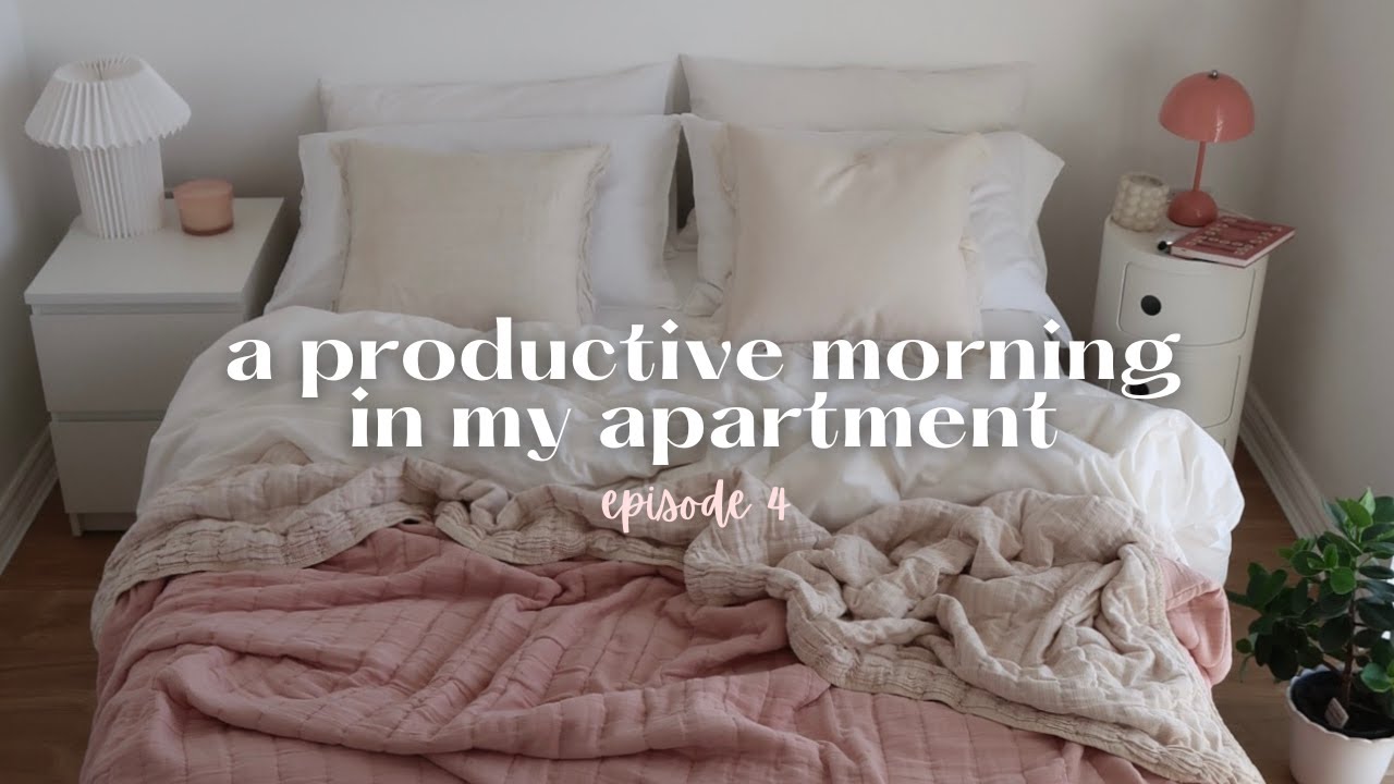 #4 a productive morning in my apartment | grwm, cleaning up, grocery delivery, Christmas decorating