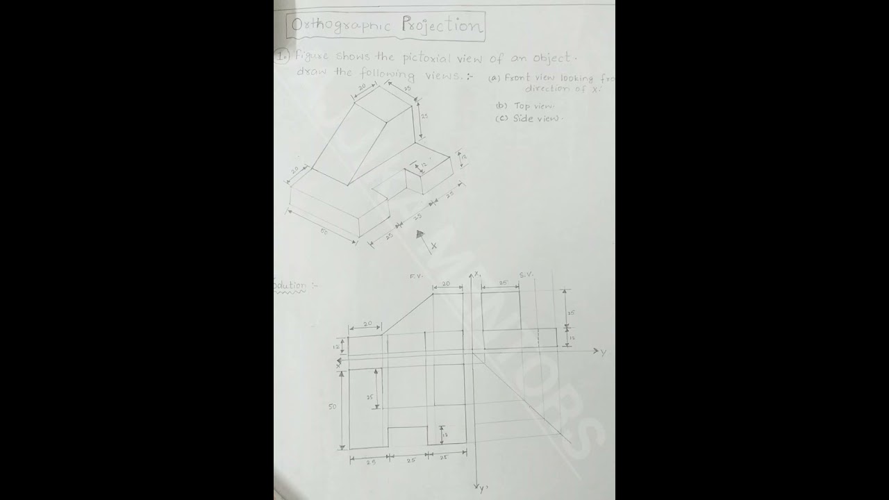 ISOMETRIC PROJECTION TO ORTHOGRAPHIC PROJECTION...ENGINEERING DRAWING #graphics#orthographic#shorts