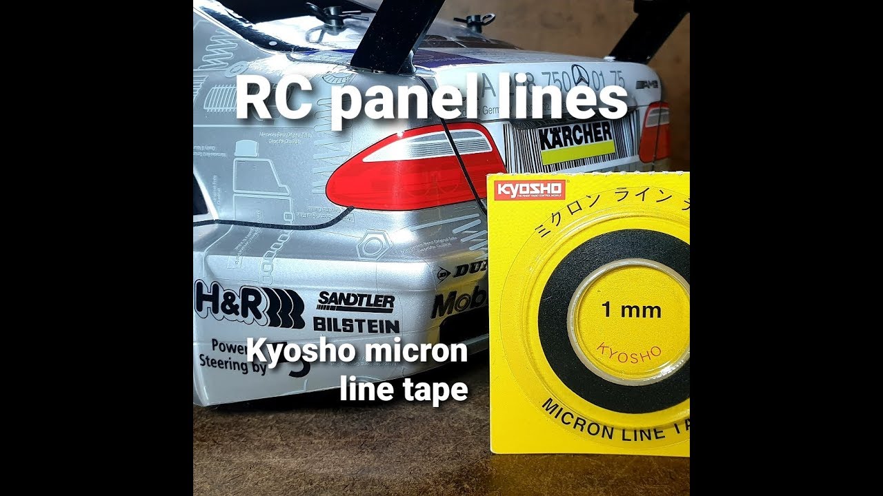 Detailing panel lines on a RC car using Kyosho micron tape, Tamiya Mercedes CLK DTM TG10mk1 Nitro RC