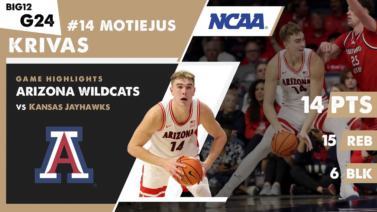 Lithuanian MOTIEJUS KRIVAS goes for Double Double 14 PTS / 15 REB / 6 BLK NCAA game highlights