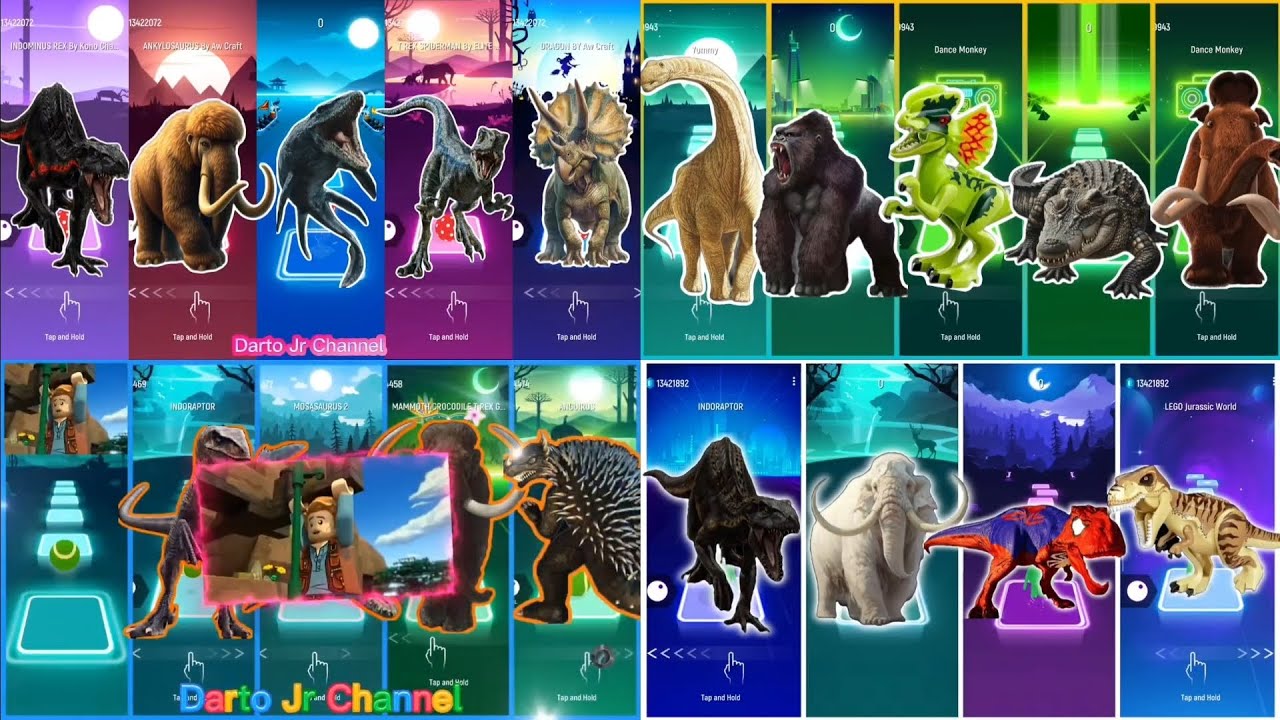 Megamix All Stars 🎶 indoraptor vs indominus rex vs lion vs t-rex vs triceratops