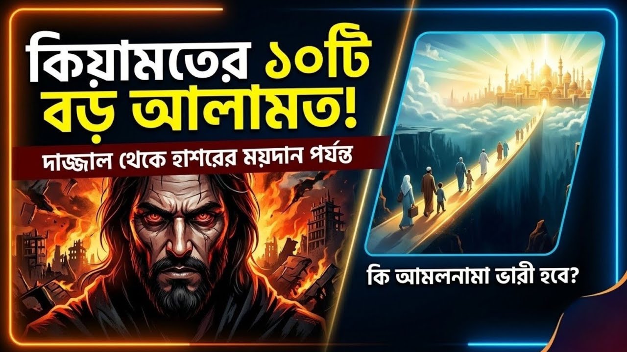 কিয়ামতের ১০টি বড় আলামত | দাজ্জাল থেকে হাশরের ময়দান | Deenify বাংলা 