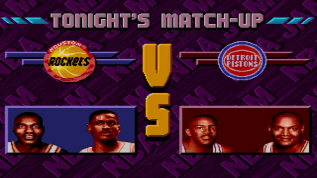 NBA Jam Tournament Edition GENESIS Playthrough - Houston Rockets vs Detroit Pistons