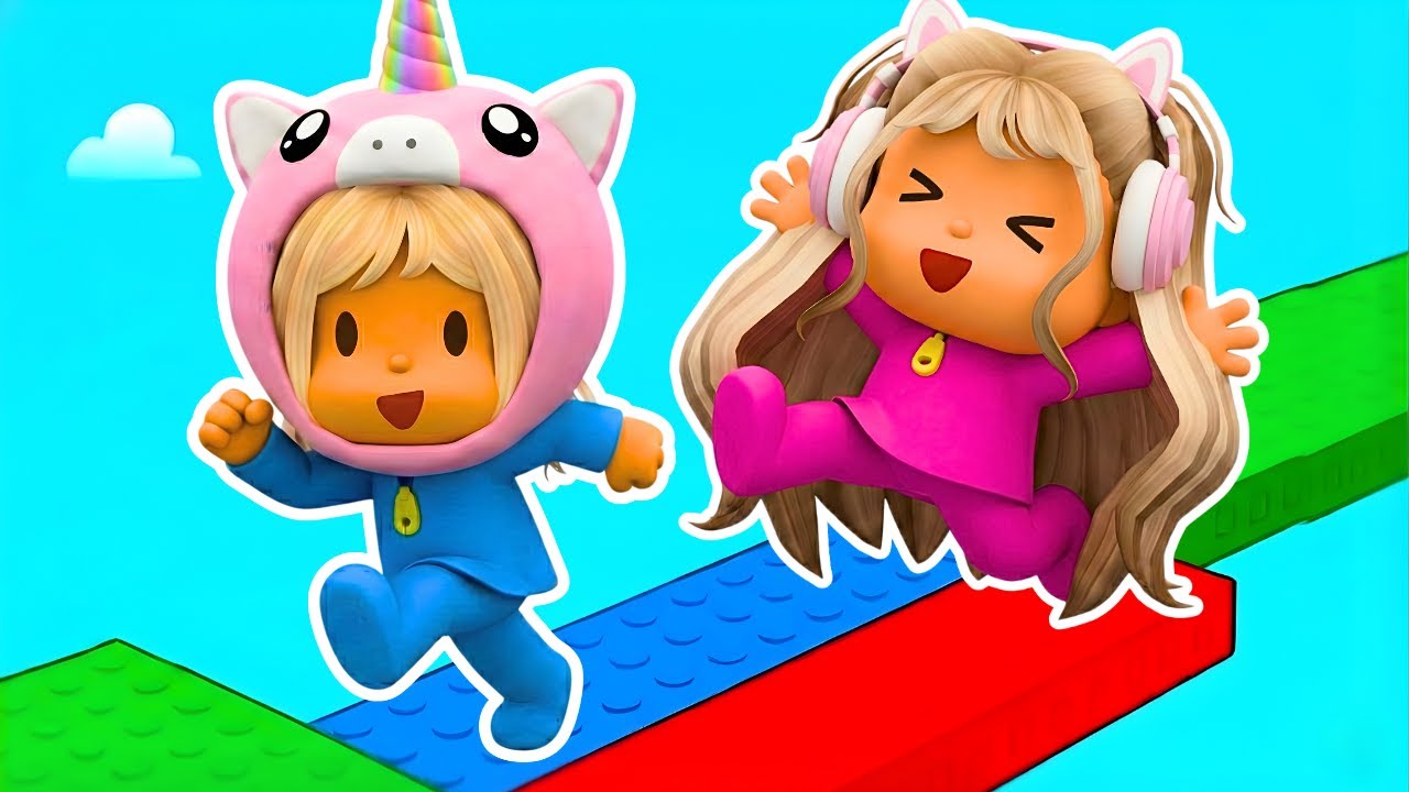 VIRAMOS POCOYO E PASSAMOS O OBBY DE DOIS JOGADORES - ROBLOX