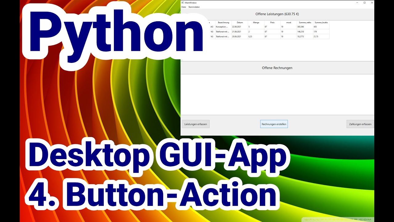 Python Tutorial, GUI-App mit Qt: #4 Button Action