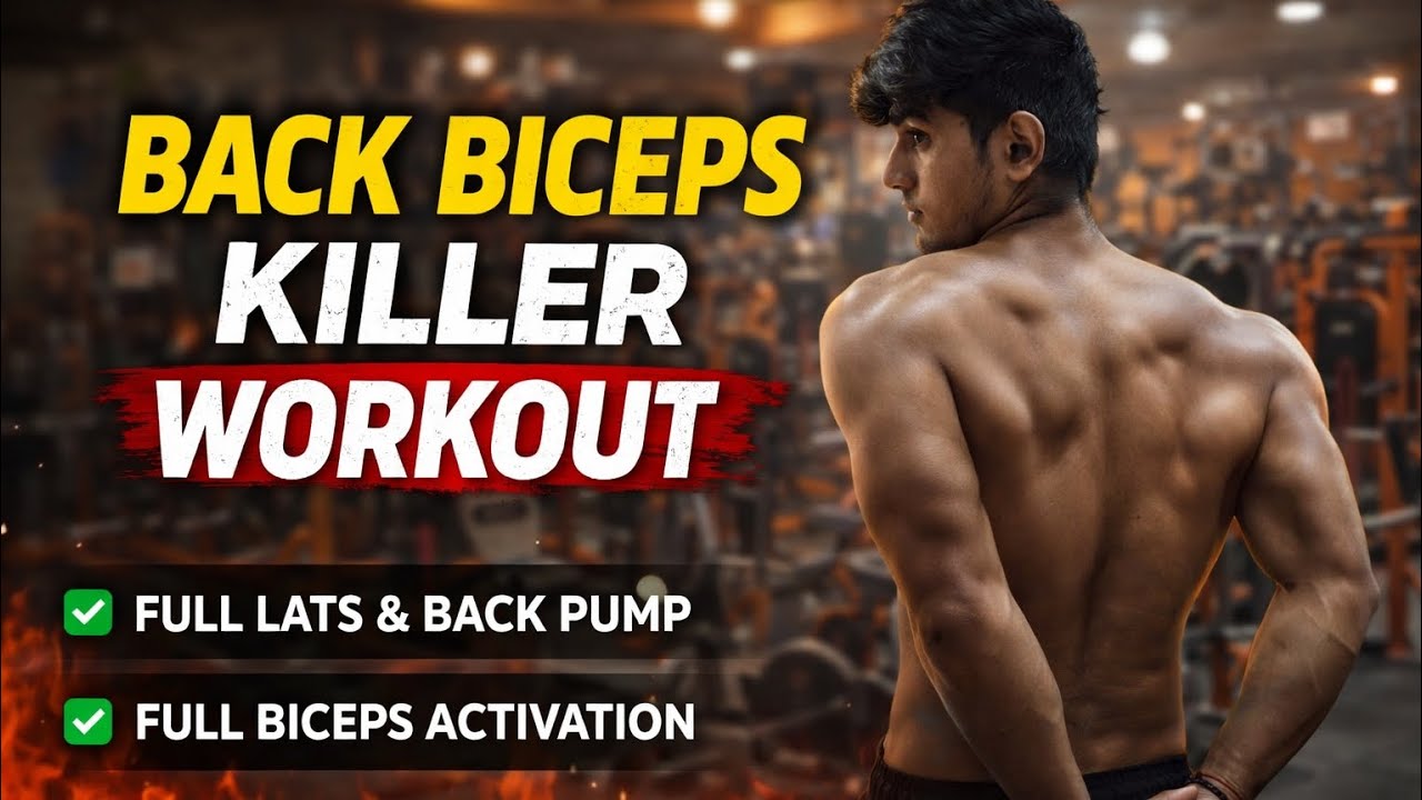 Full Back & Biceps Workout 💪 | Lats Width + Biceps Peak
