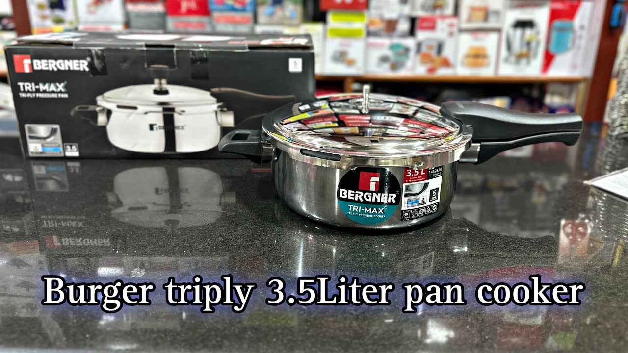 Bergner Trimax Stainless Steel Outer-Lid Pressure Cooker Pan 3.5 Ltr Triply cooker