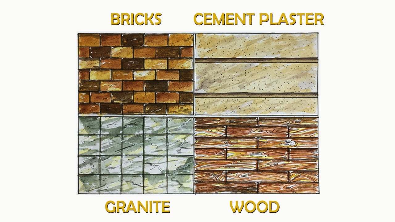 ARCHITECTURAL TEXTURING: BRICKS , WOOD , GRANITE , CEMENT PLASTER.