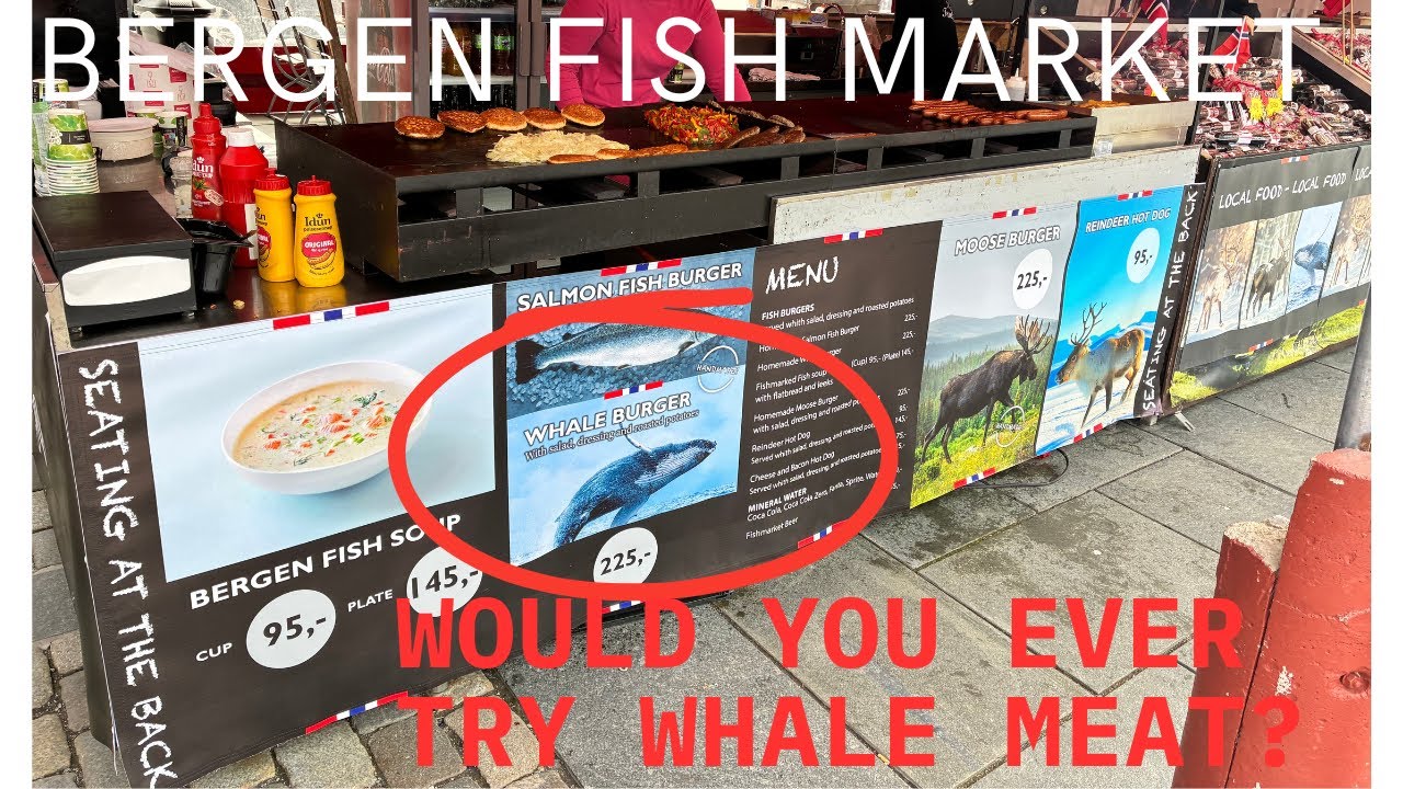 WHALE meat? controversial but its back on sale in Bergen Norway at the famous Fish Market