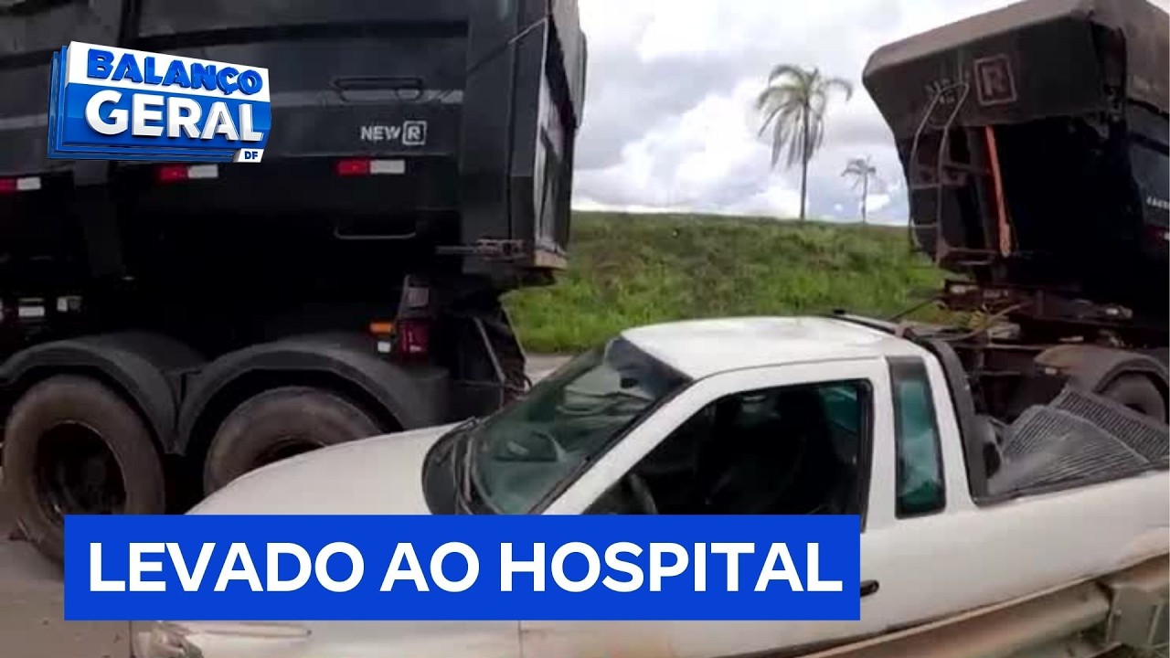 Acidente entre carreta e carro na Epia interdita faixas e deixa motorista ferido | Balanço Geral DF