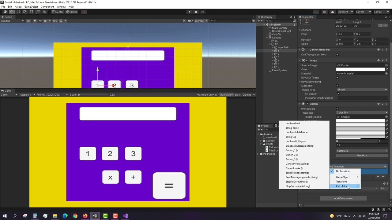 Unity 3D - A Basic Calculator App - Lec 3 - Unity 3D Game Development for beginners - Urdu/Hindi