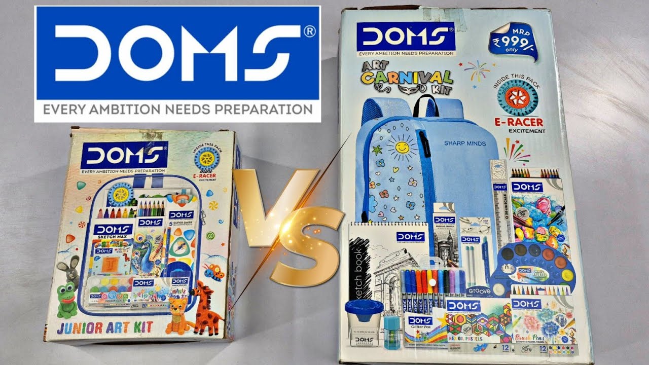Doms Carnival Kit vs Doms Junior Art Kit 😍 GiveAway, Unboxing & Review In Hindi 🥰