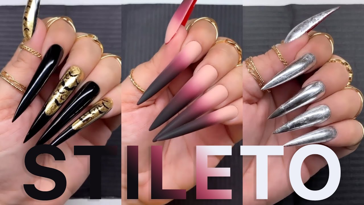 ✨01✨ 10+ SUPER LONG Stiletto Acrylic Nail Art Designs Tutorial Ideas