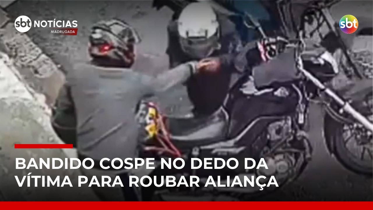 Bandido cospe na mão de vítima para roubar aliança na Grande SP | #SBTNotícias