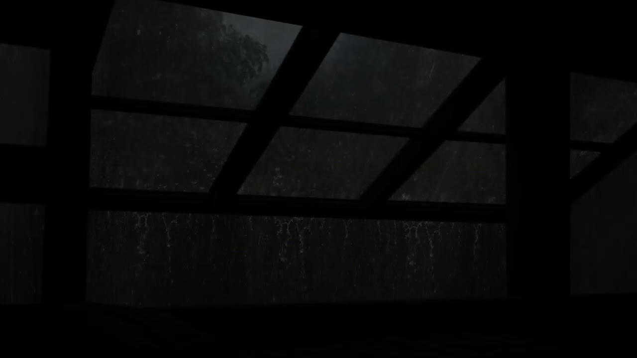 Rainy Night at the Attic Cabin ⛈️ Heavy Rain Sounds & Thunder for Sleep and Relaxation🪟⚡