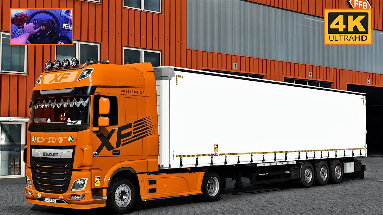 DAF XF E6 510 | Winsen - Cologne | ETS2 Gameplay 4K + wheel cam