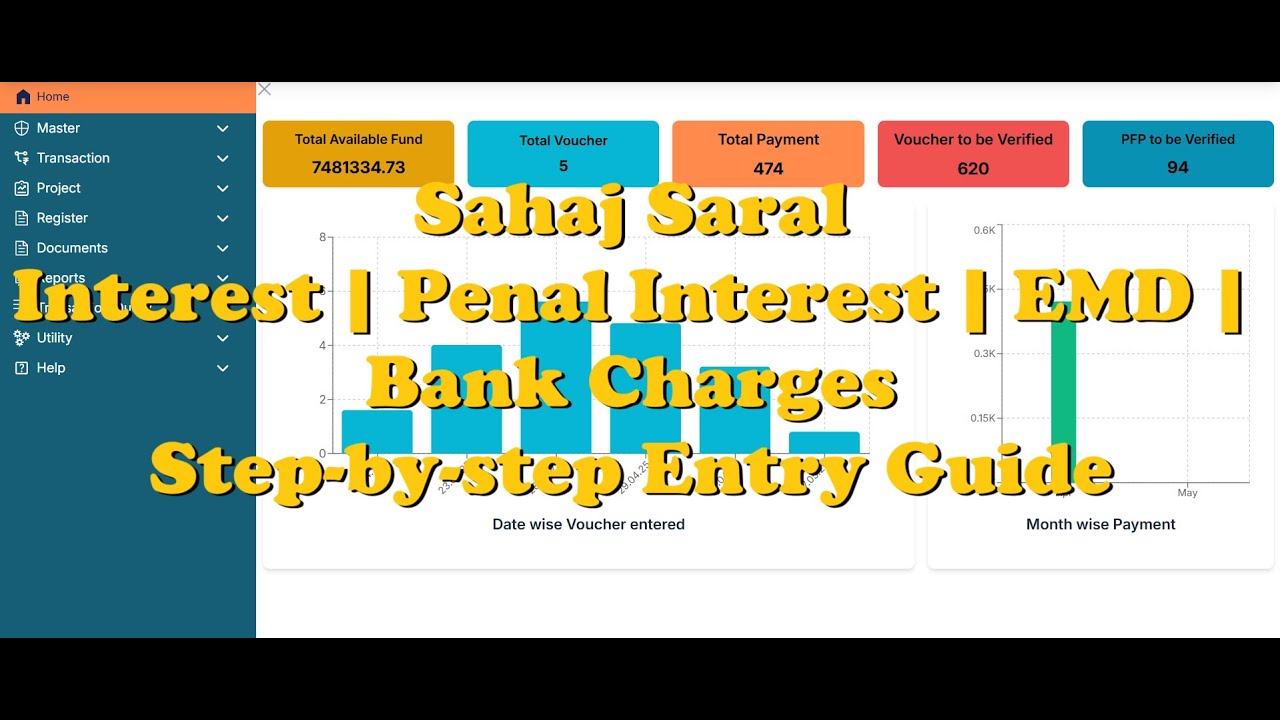 Interest, Penal Interest, EMD Receipt & Bank Charges Entry in Sahaj Saral 🧾 | Step-by-Step Guide