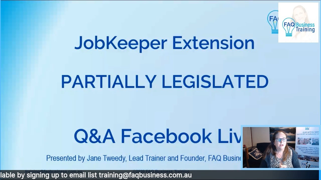 FAQ Business Training Jobkeeper Extension Recorded Live 20 August 2020