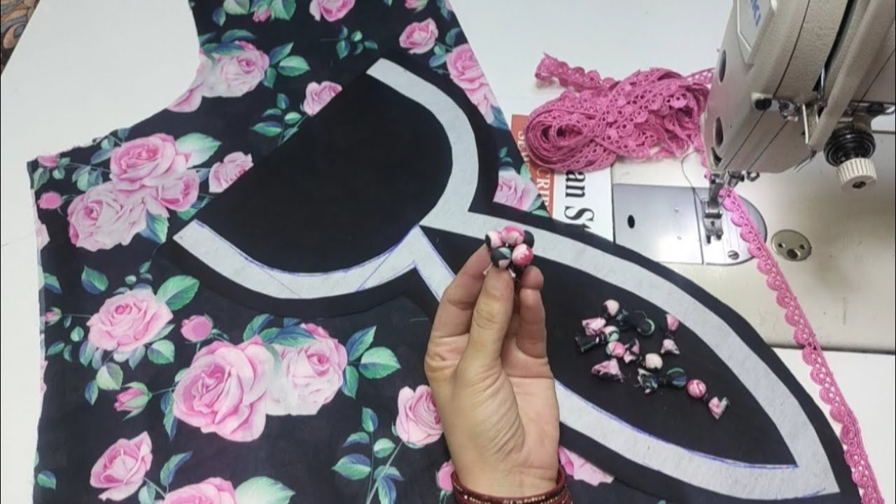 Unique & Beautiful 😍 Neck Design With Potli Button & Lace Pakistani Gala Design | Zohan Stitching