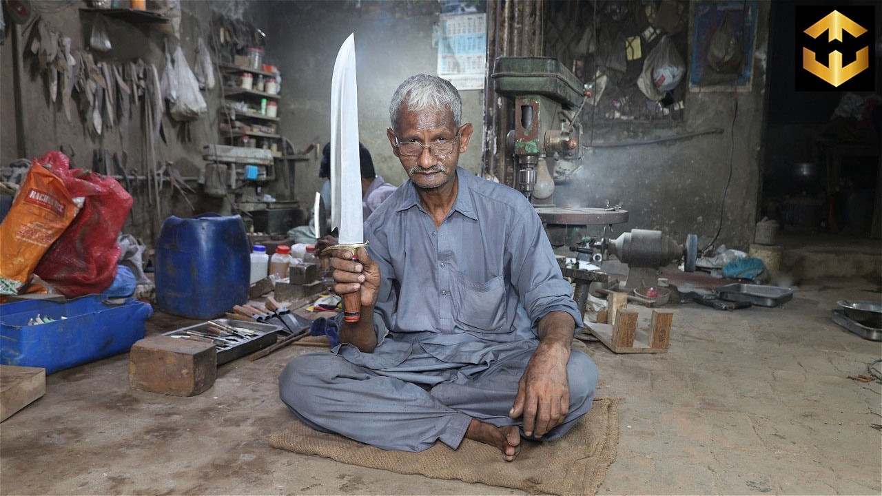 Making a Big Sharping Knife from Old Bearing | Amazing Hunting Bowie Knife