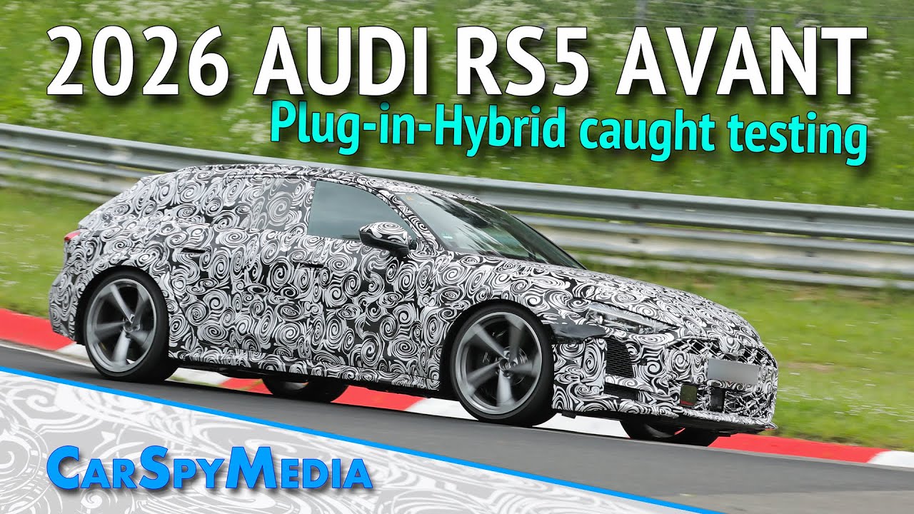 2026 Audi Sport RS5 Avant Plug-in-Hybrid Prototype Spied N&uuml;rburgring Testing With Unemotional Sound