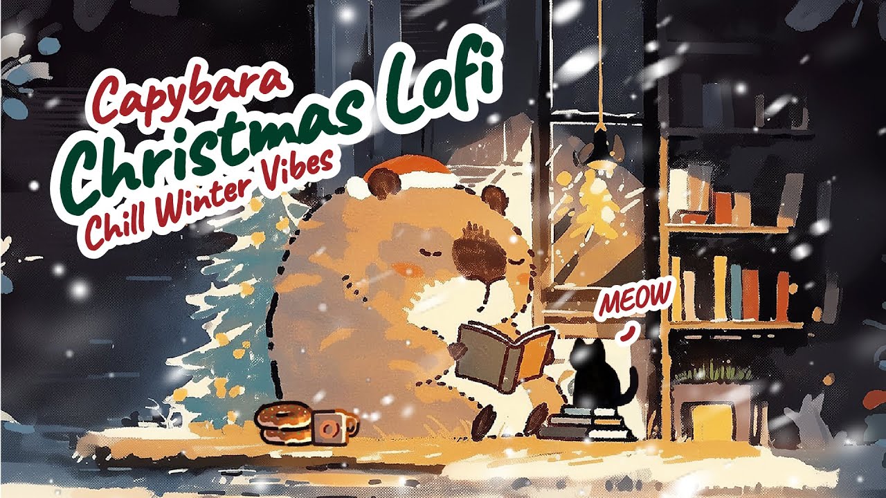Christmas Reading Night with Capybara 🎄 Smooth Christmas Lofi Jazz to Bring You Peace & Comfort