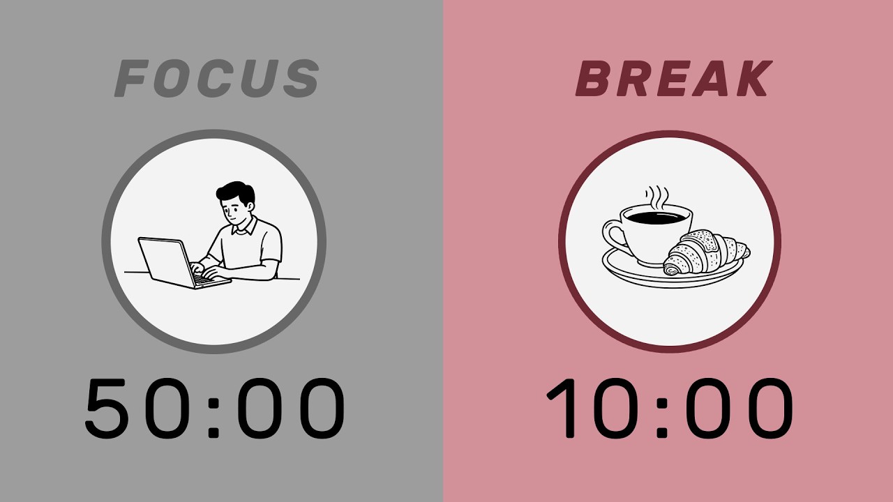 50/10 Pomodoro Timer with Pink Noise 🎧 3-Hour Study with Me for Deep Focus & ADHD ✨