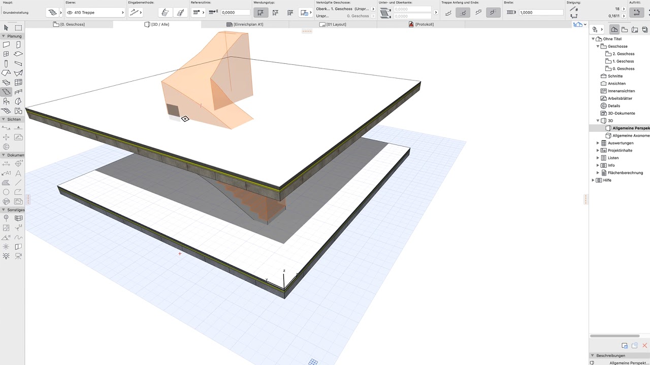 Archicad22 Tutorial Treppe und Geländer