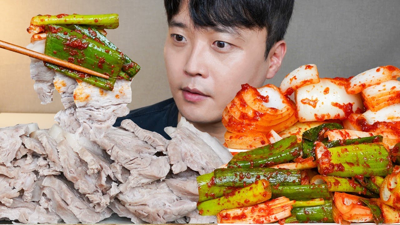 아내표 집밥🍚 삼겹수육 대파김치 양파김치 요리 먹방 Boiled Pork & Onion Kimchi ASMR MUKBANG REAL SOUND EATING SHOW