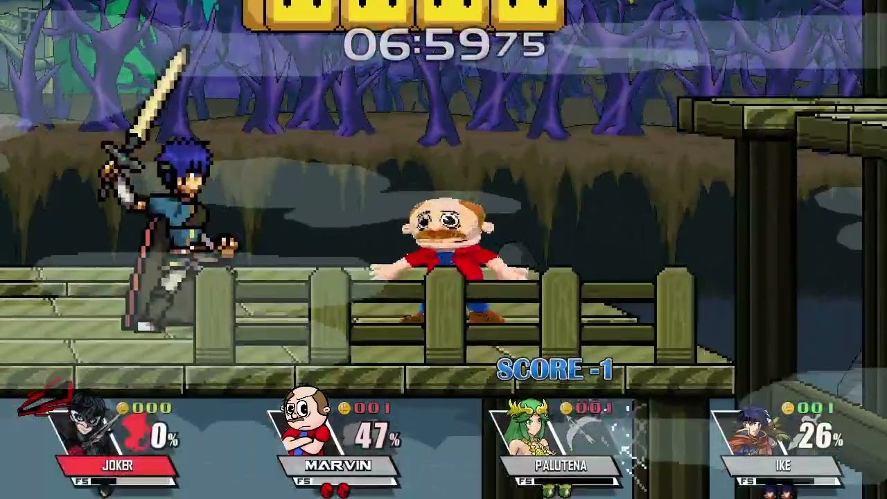 Super Smash Bros Crusade v0.9.5: Joker vs Marvin vs Palutena vs Ike