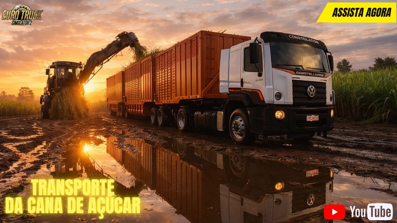 ETS2 - NO TRANSPORTE DA CANA DE AÇÚCAR COM UM VW 33-480 MUITO BRUTO GAMAPLAY REALISTA