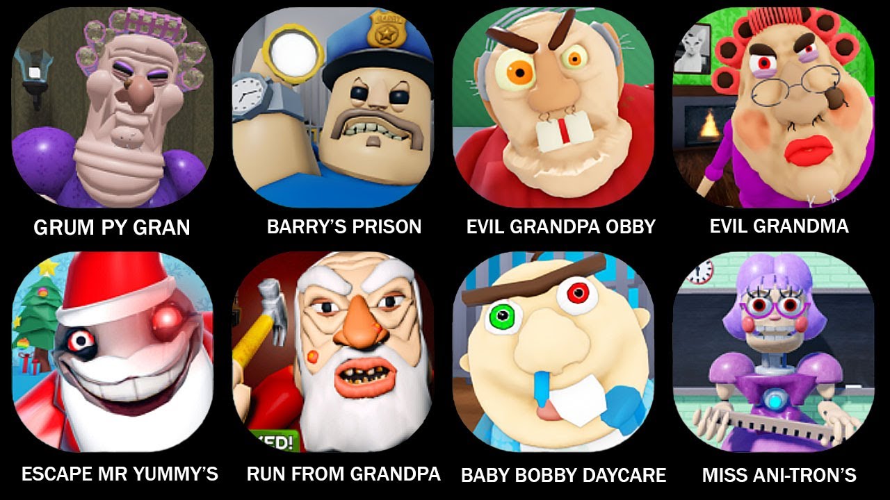 ROBLOX: GRUMPY GRAN (SCARY OBBY), BARRY'S PRISON RUN OBBY, ESCAPE EVIL GRANDPA OBBY #roblox