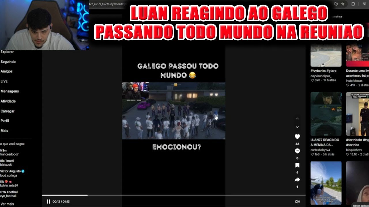 LuanZ7 Reagindo Ao Galego Passando Todo Mundo Na Reunião Da Antiga França!