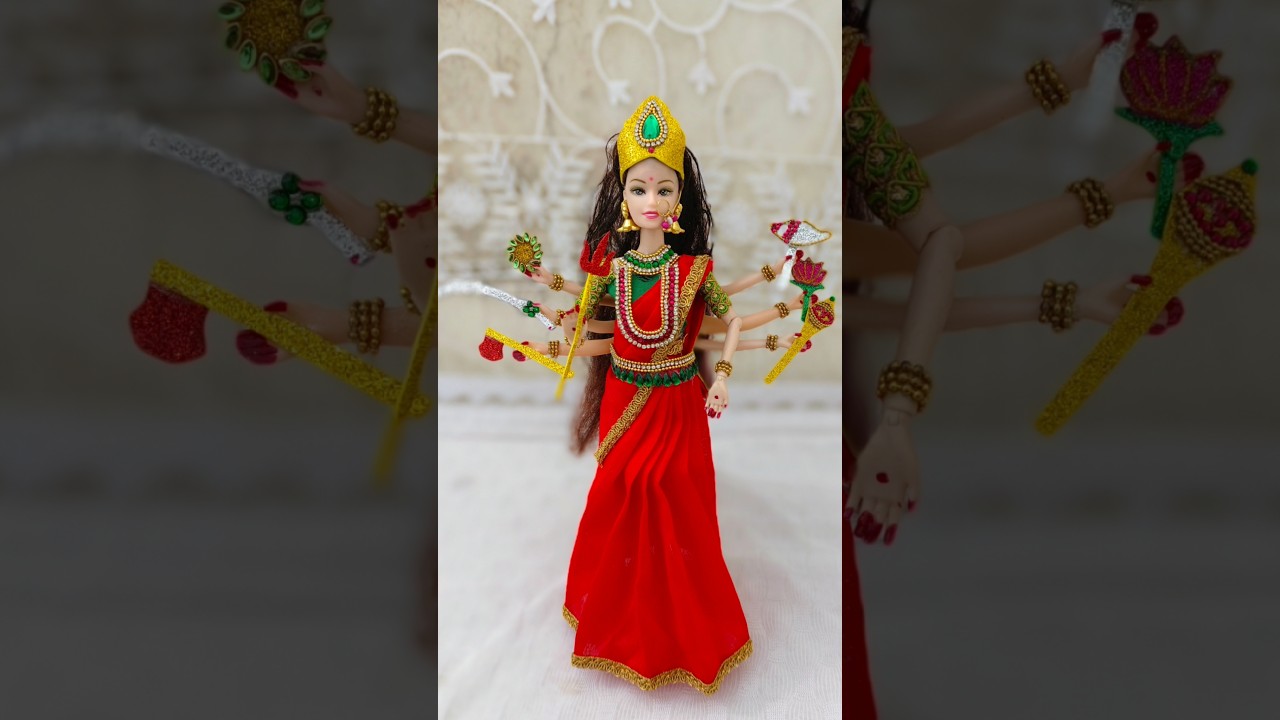 Draping a Saree for Barbie as Goddess Durga 