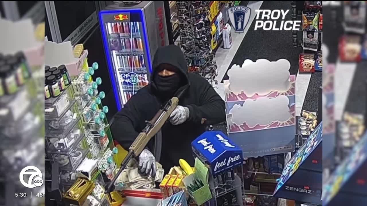 Suspect armed with AK-47-style rifle robs Troy gas station, police say
