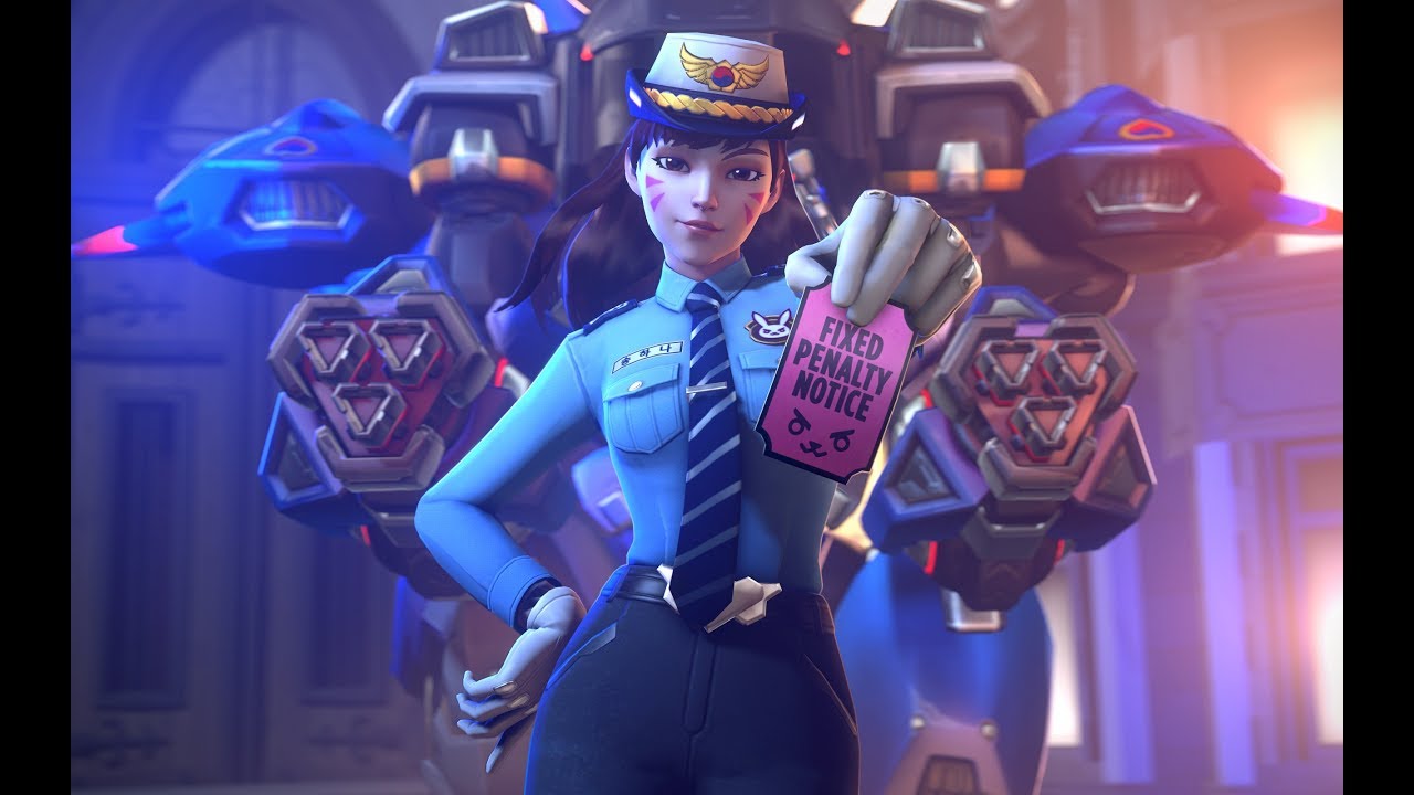 Overwatch with Charmed D.Va Officer Blue Skin PentaKill