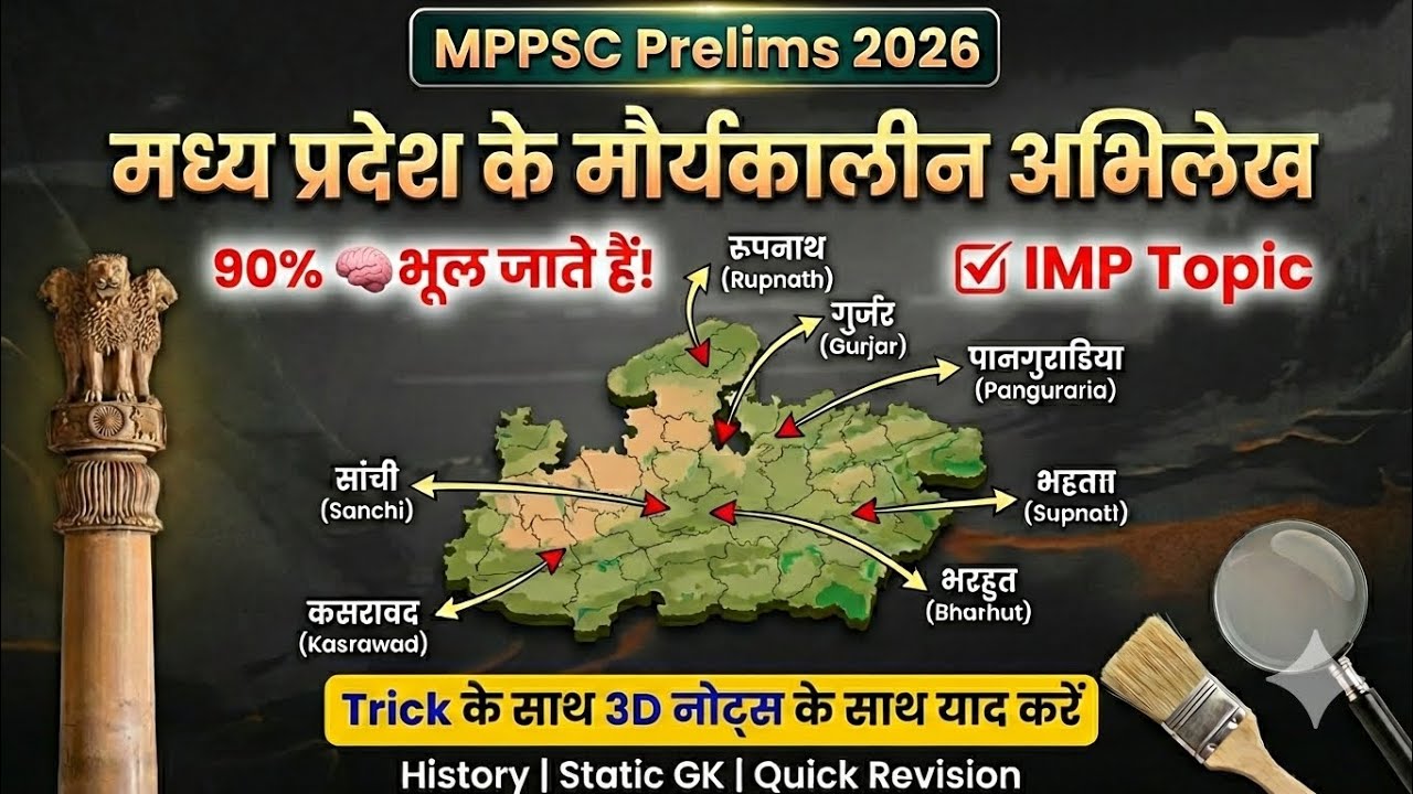 मध्य प्रदेश के मौर्यकालीन अभिलेख 🏛️ | अशोक के शिलालेख का रहस्य | MPPSC History | Trick &3D Ai notes 